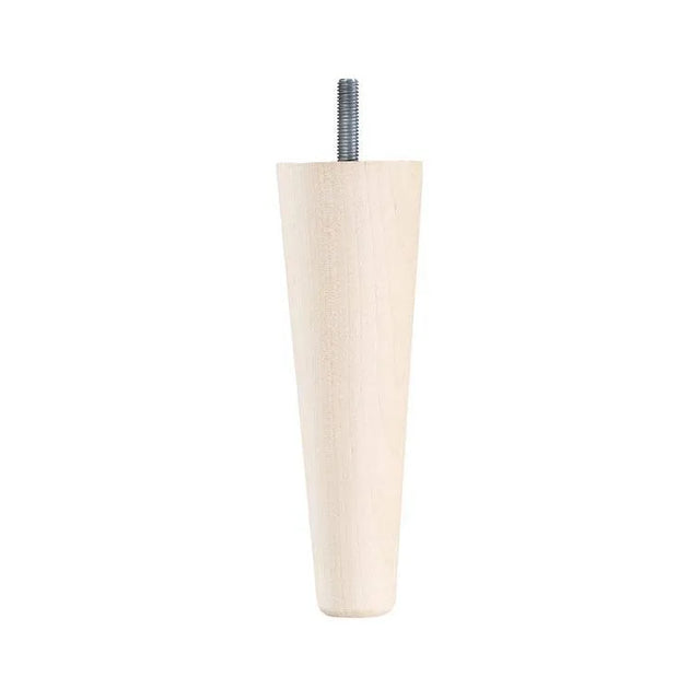 Wooden Round Tapered Sofa Leg 150mm x 50mm  Turned Leg in a Raw Finish