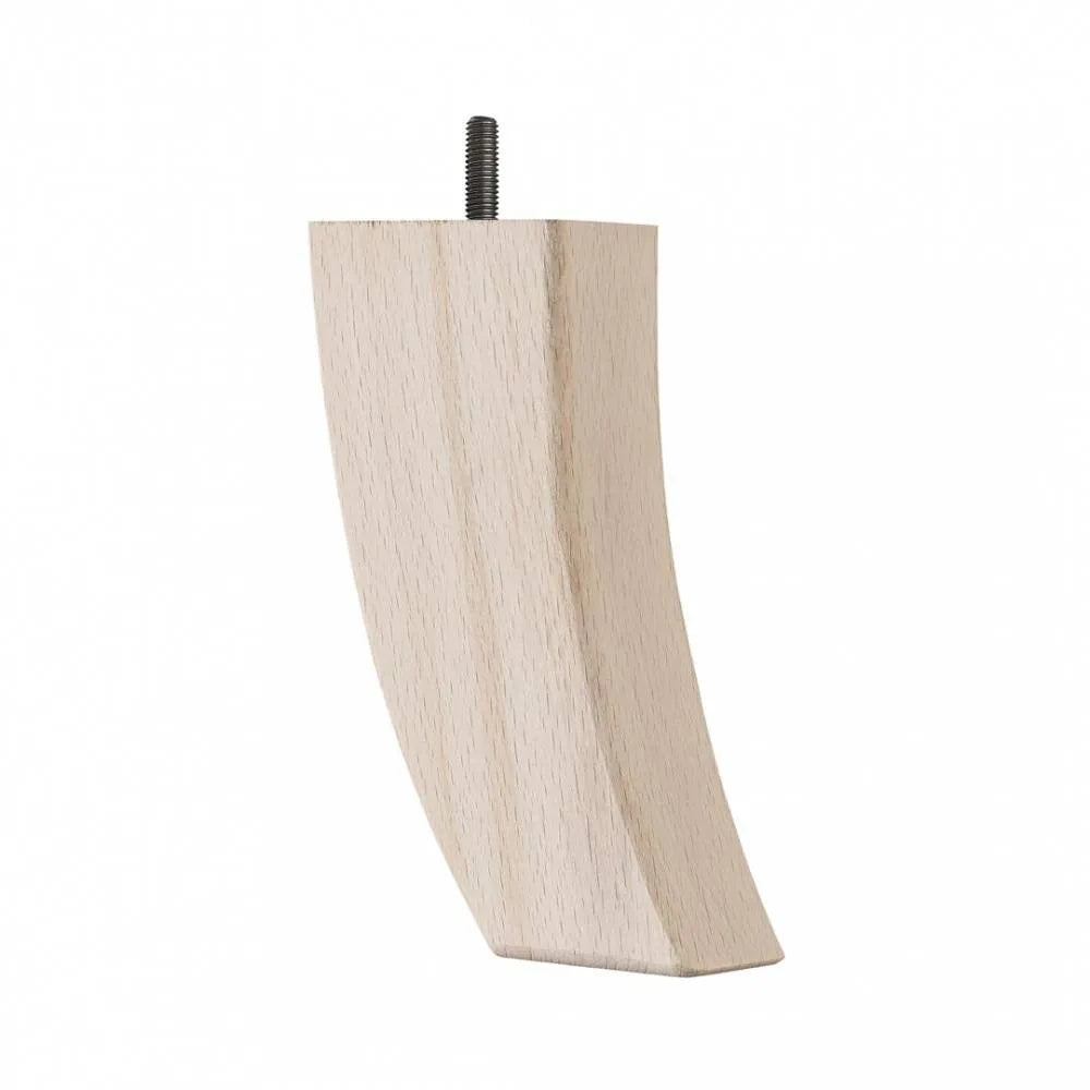 Wooden Sofa Leg 176mm x 75mm x 44mm  Curved Back Leg  Raw Finish