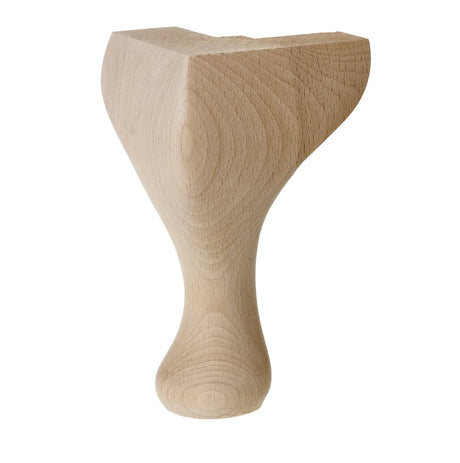 Wooden Queen Anne Leg (EX 65mm)  6" (150mm) with Bored Wings in a Raw Finish