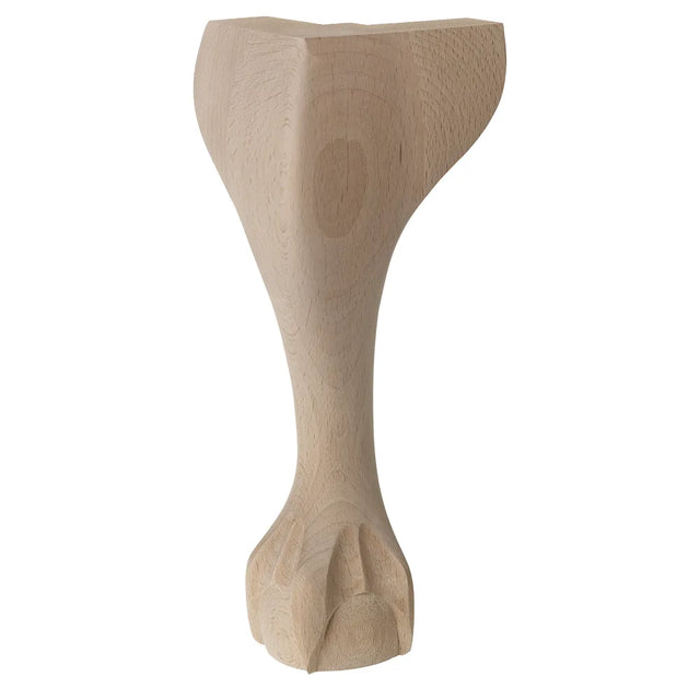 Wooden Ball & Claw Queen Anne Leg (EX 65mm)  8 (200mm) with Bored Wings in a Raw Finish