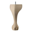 Wooden Ball & Claw Queen Anne Leg (EX 65mm)  9 (230mm) with Bored Wings + M8 Screw in a Raw Finish