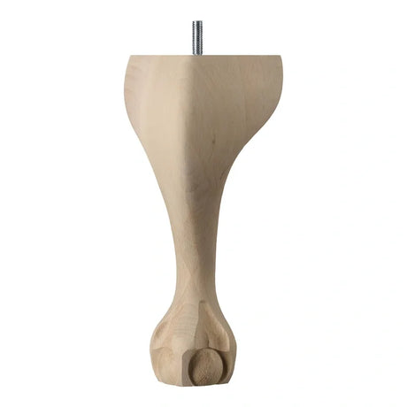 Wooden Ball & Claw Queen Anne Leg (EX 65mm)  9 (230mm) with Bored Wings + M8 Screw in a Raw Finish