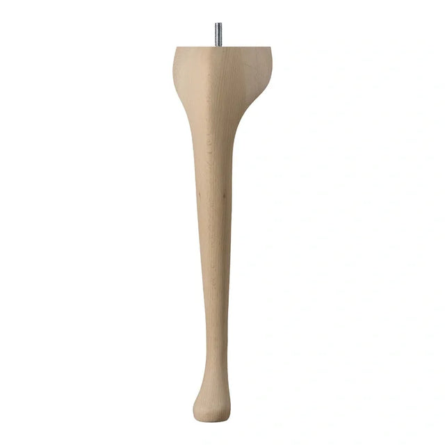 Wooden Queen Anne Leg (EX 50mm)  15 (381mm) with Bored Wings + M8 Screw in a Raw Finish