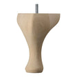 Wooden Queen Anne Leg (EX 65mm)  6" (150mm) with Bored Wings + M8 Screw in a Raw Finish