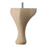 Wooden Queen Anne Leg (EX 65mm)  6" (150mm) with Bored Wings + M8 Screw in a Raw Finish