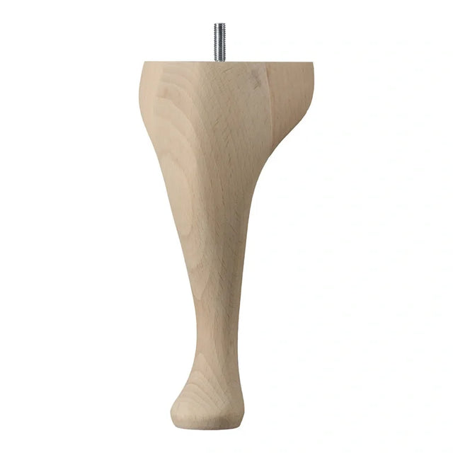 Wooden Queen Anne Leg (EX 65mm)  8" (200mm) with Bored Wings + M8 Screw in a Raw Finish