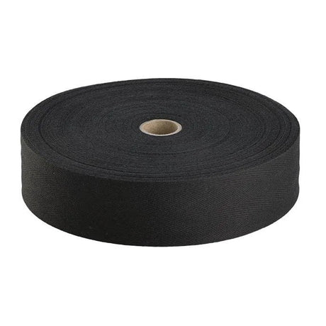 15mm Black Herringbone Cotton Tape  50m Reel