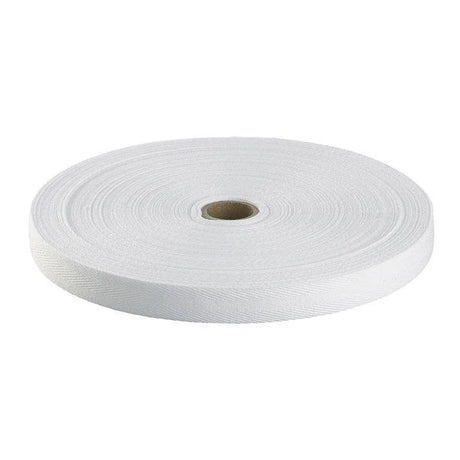 15mm White Herringbone Cotton Tape  50m Reel