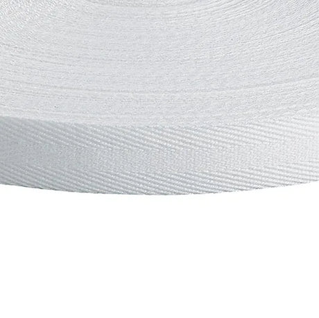 15mm White Herringbone Cotton Tape  50m Reel