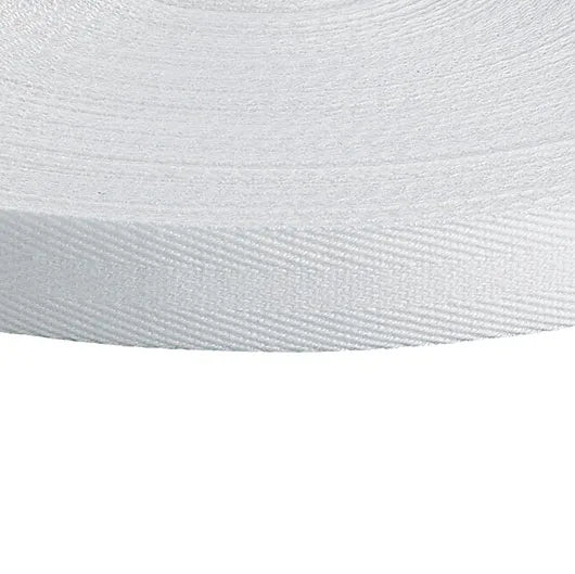 20mm White Herringbone Cotton Tape  50m Reel