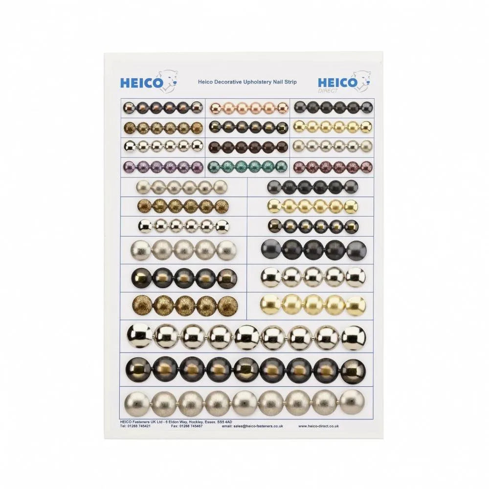 A4 Heico Upholstery Nail Strip Sample Board