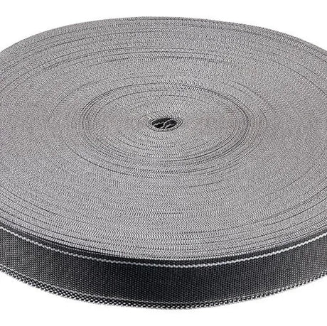 38mm Black/White Rigid Polypropylene Webbing metre