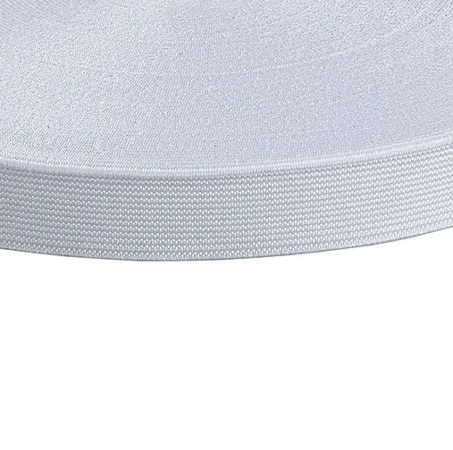 25mm White Woven Elastic  25m Reel