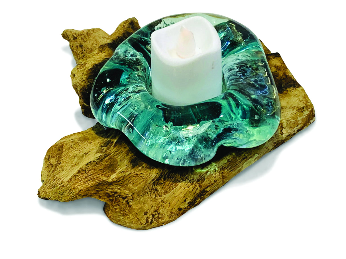 Root With Glass Candle Holder Single
