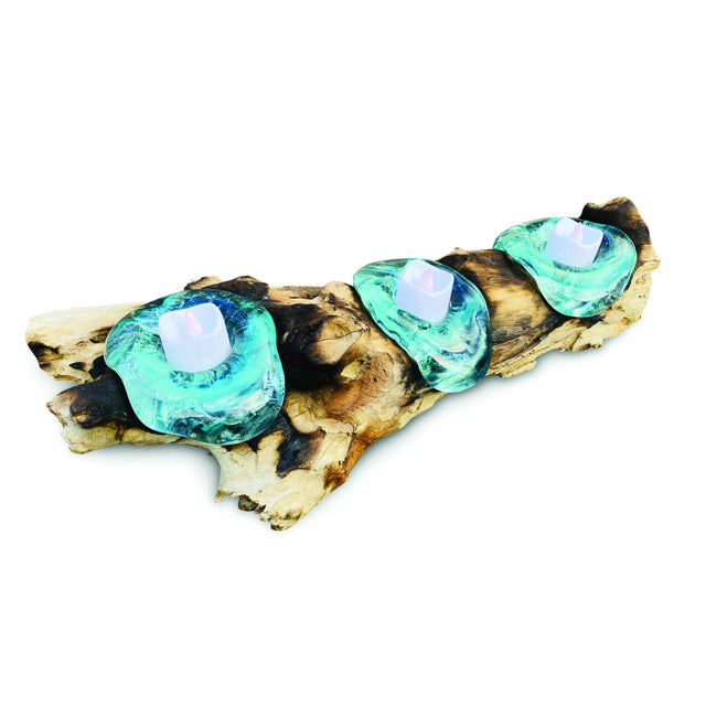 Root With Glass Candle Holder Triple