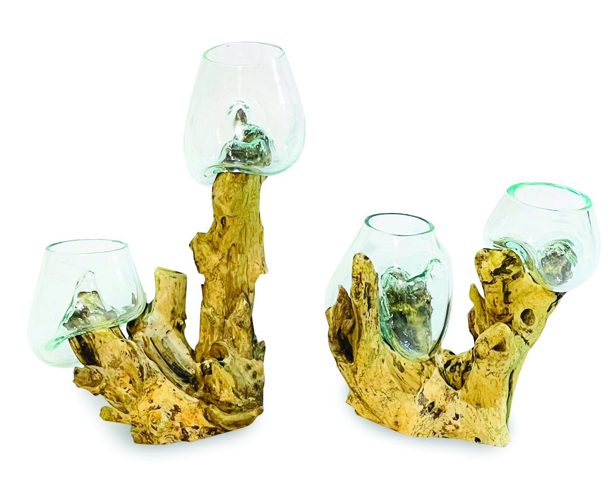 Root With Double Glass Bowl Mini (Tall & Low)