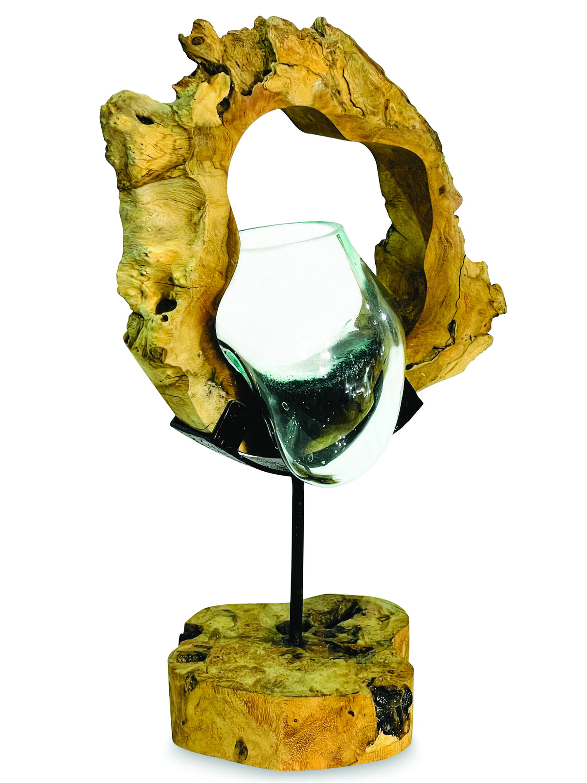 Root With Molten Glass Bowl On Stand