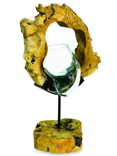 Root With Molten Glass Bowl On Stand