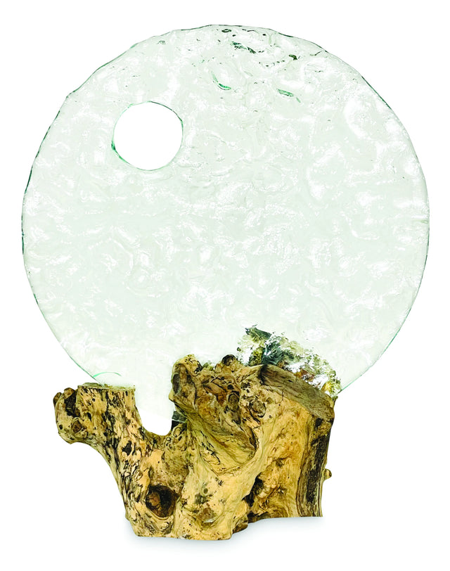 Round Glass Sculpture On Root