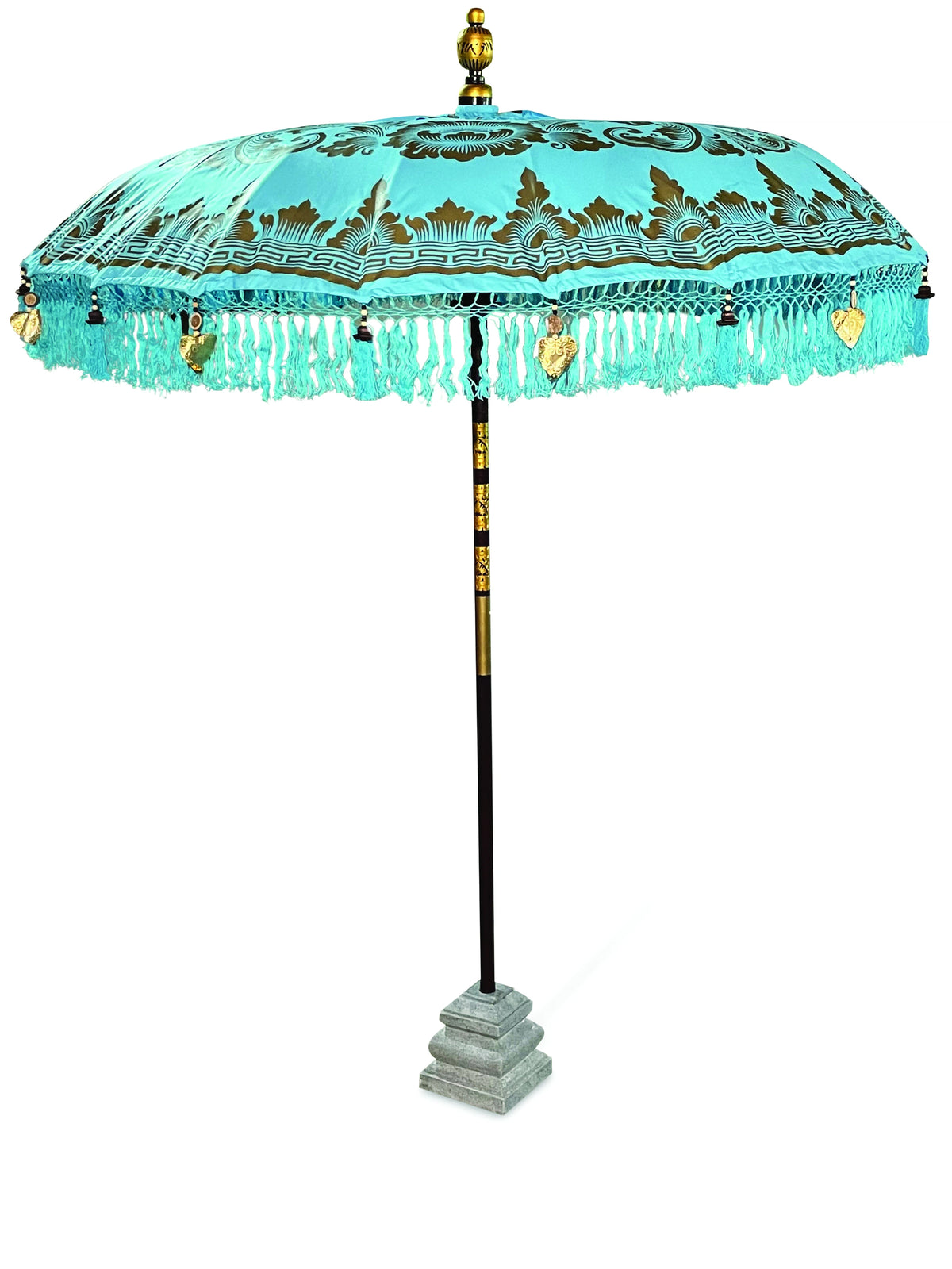 Bali Sun Parasol Sky Blue And Gold 2m (With Pole Joint)