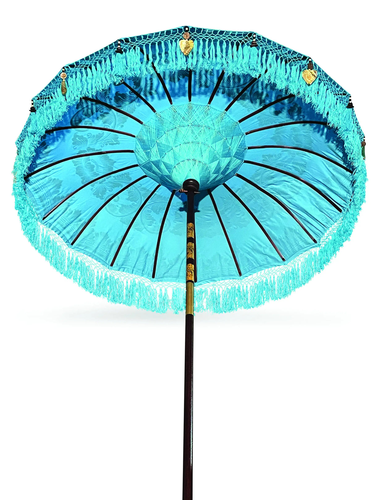 Bali Sun Parasol Sky Blue And Gold 2m (With Pole Joint)