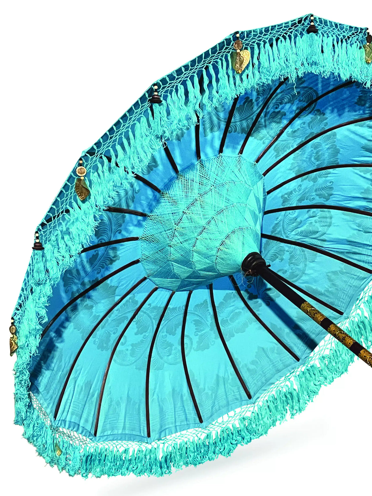 Bali Sun Parasol Sky Blue And Gold 2m (With Pole Joint)