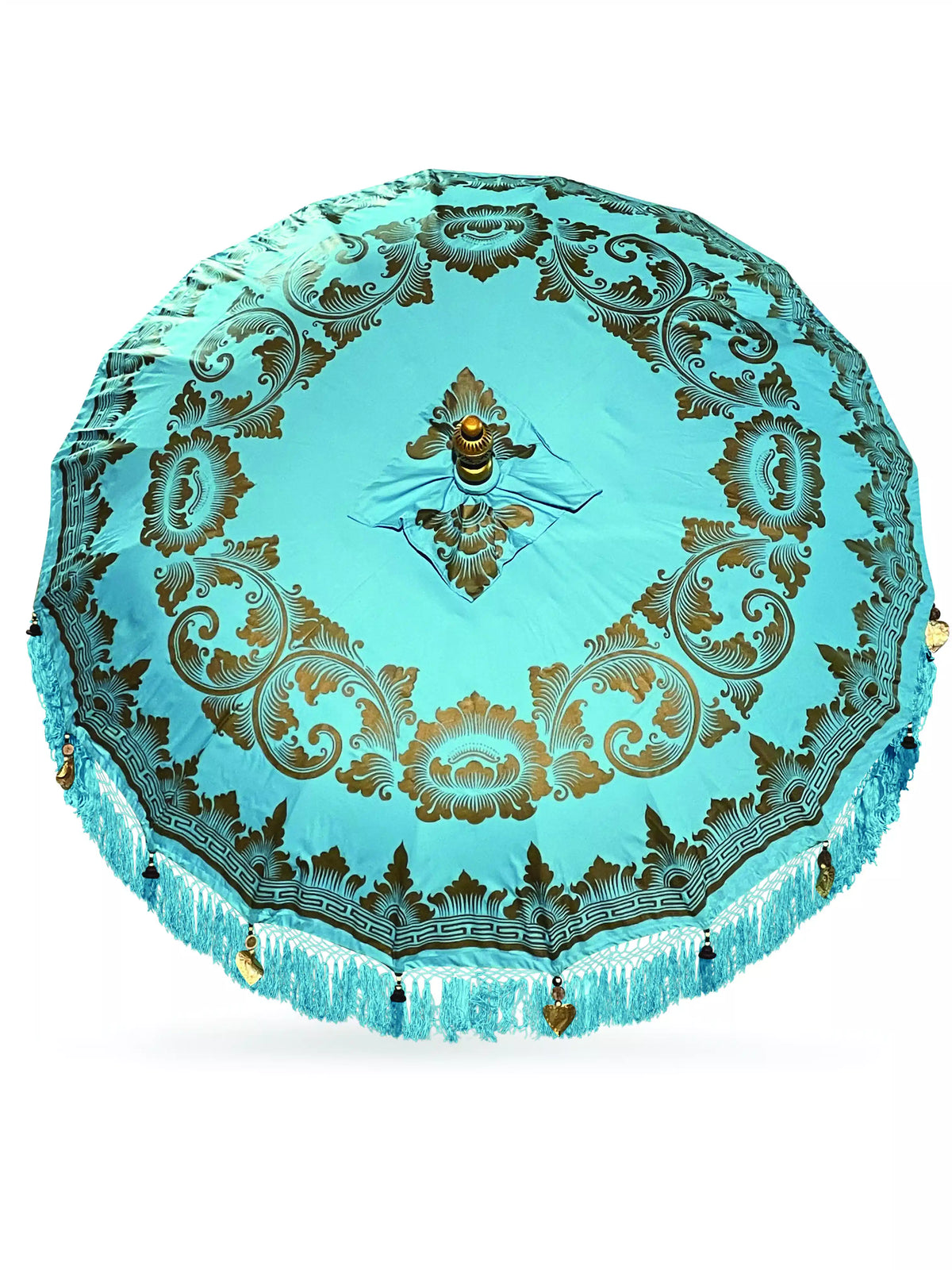 Bali Sun Parasol Sky Blue And Gold 2m (With Pole Joint)