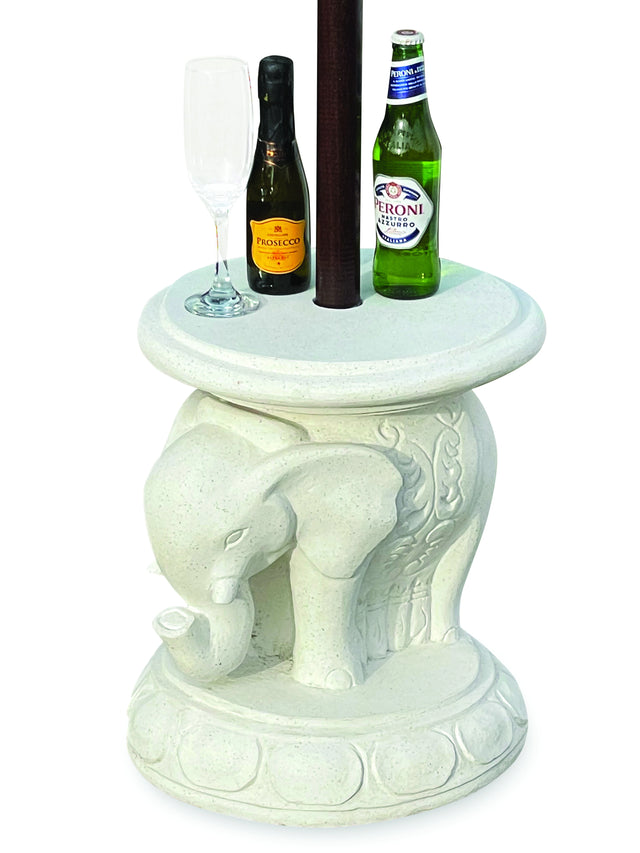 Bali Elephant Parasol Base With Drinks Table