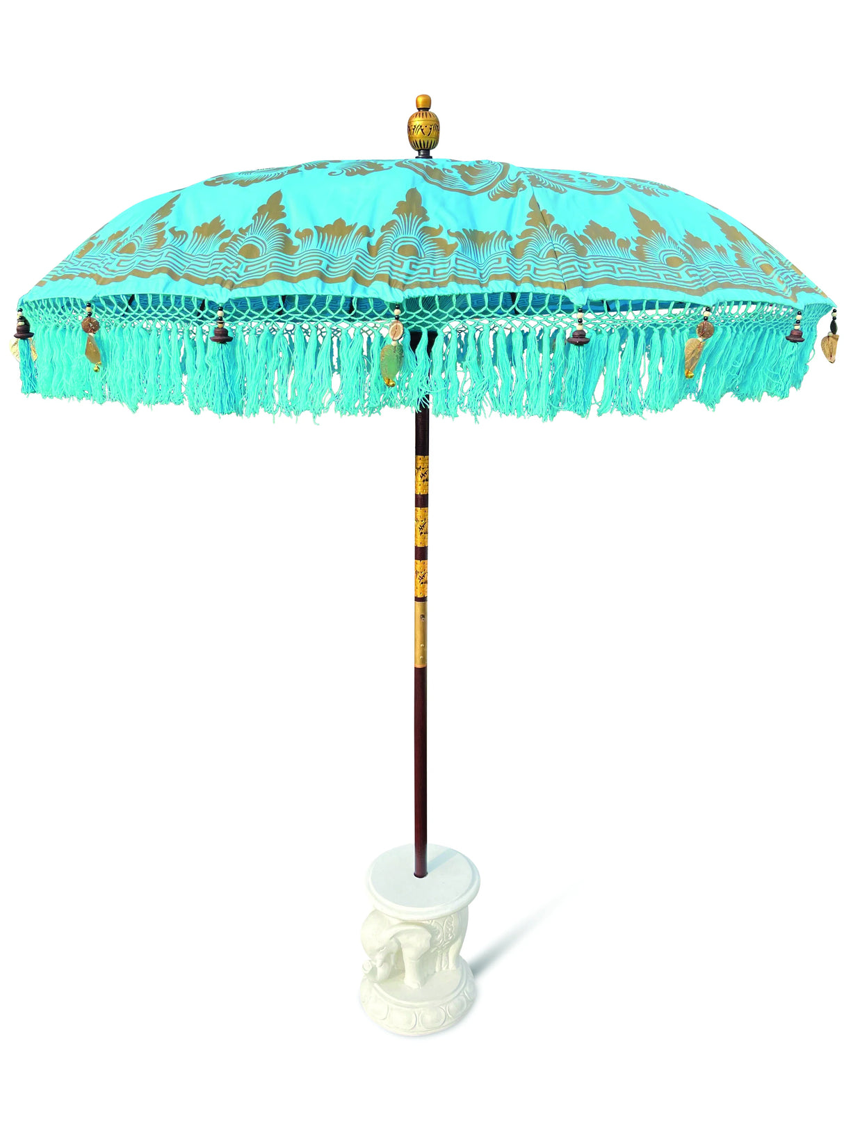 Bali Elephant Parasol Base With Drinks Table