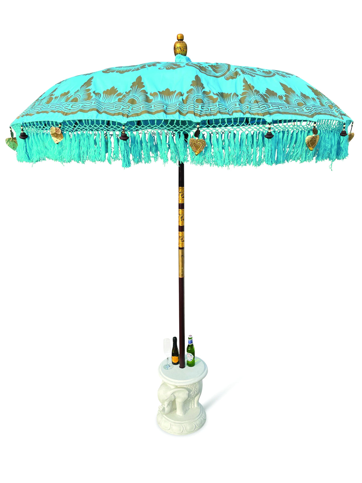 Bali Elephant Parasol Base With Drinks Table