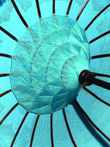 Bali Sun Parasol Sky Blue And Gold 2.5m Large (With Pole Joint)