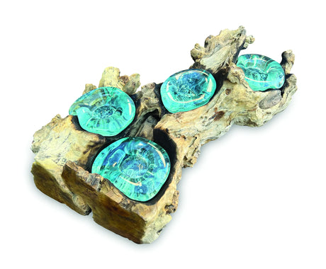 ROOT WITH GLASS 4 CANDLE HOLDER LOW