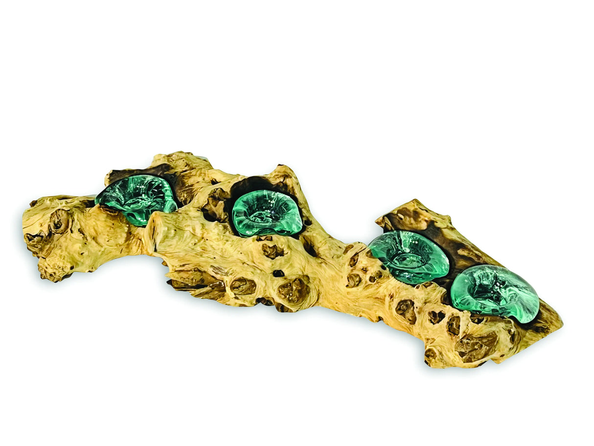 ROOT WITH GLASS 4 CANDLE HOLDER LOW