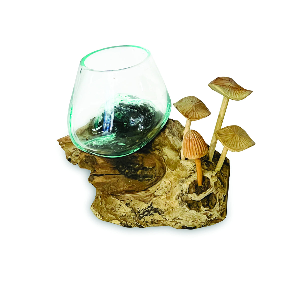 Root With Mushrooms And Glass Bowl Small