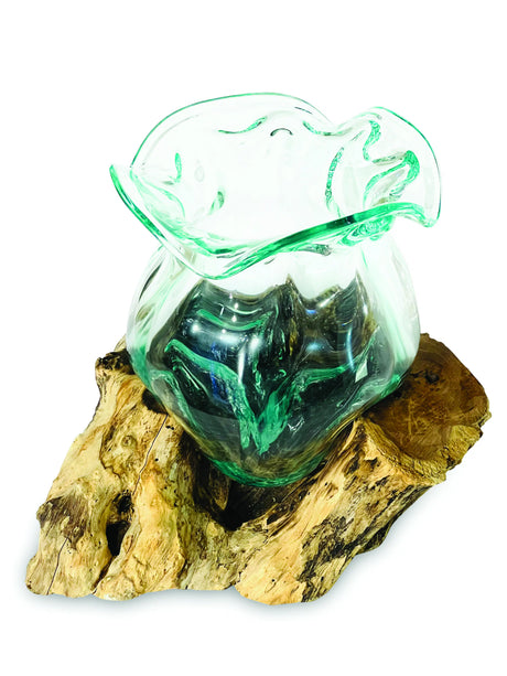 Root With Molten Crinkle Glass Bowl Medium