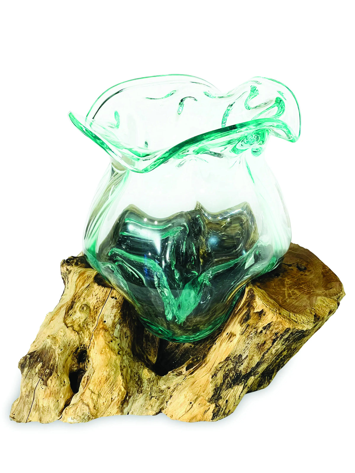 Root With Molten Crinkle Glass Bowl Medium