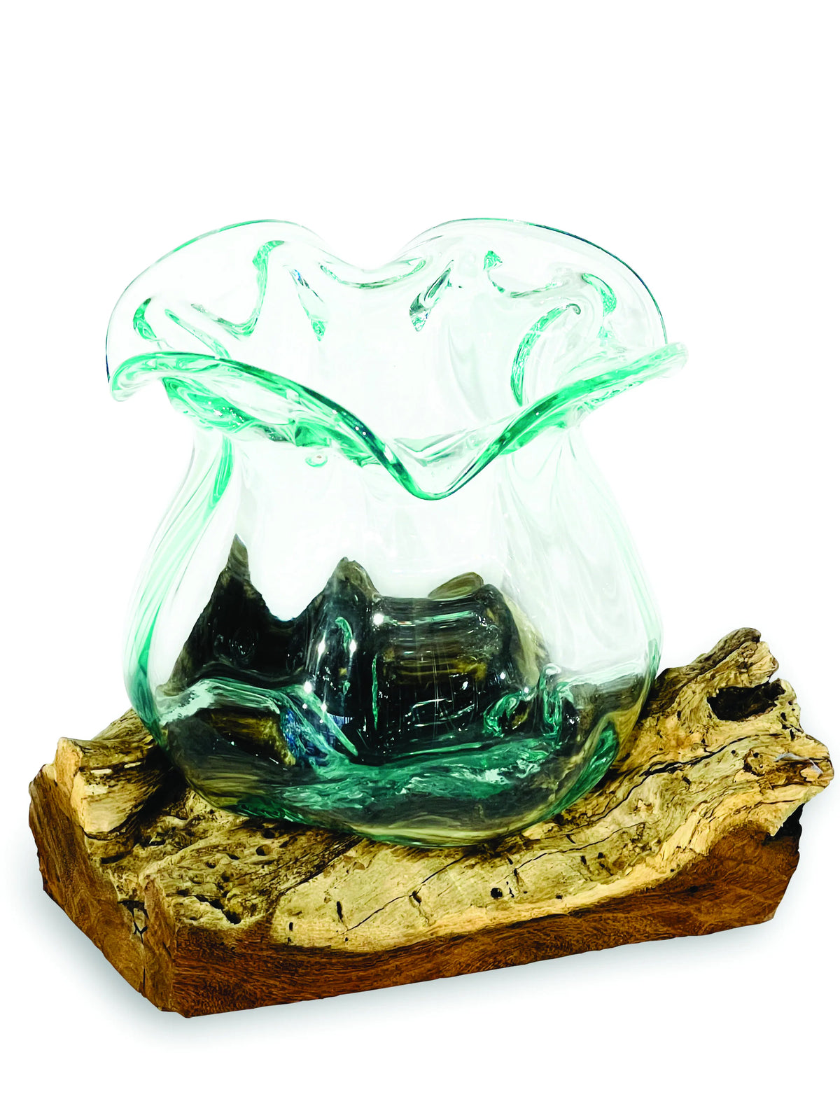 Root With Molten Crinkle Glass Bowl Medium