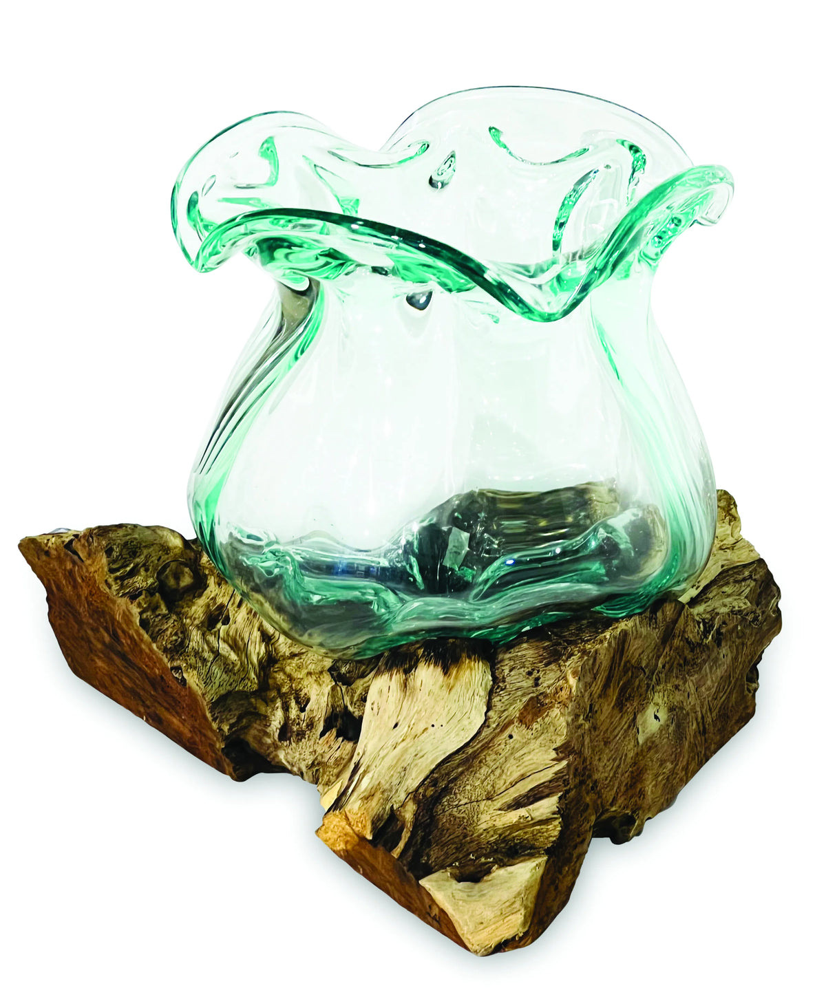 Root With Molten Crinkle Glass Bowl Medium