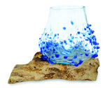 Root With Blue Dimpled/Jewelled Glass Bowl Extra Small