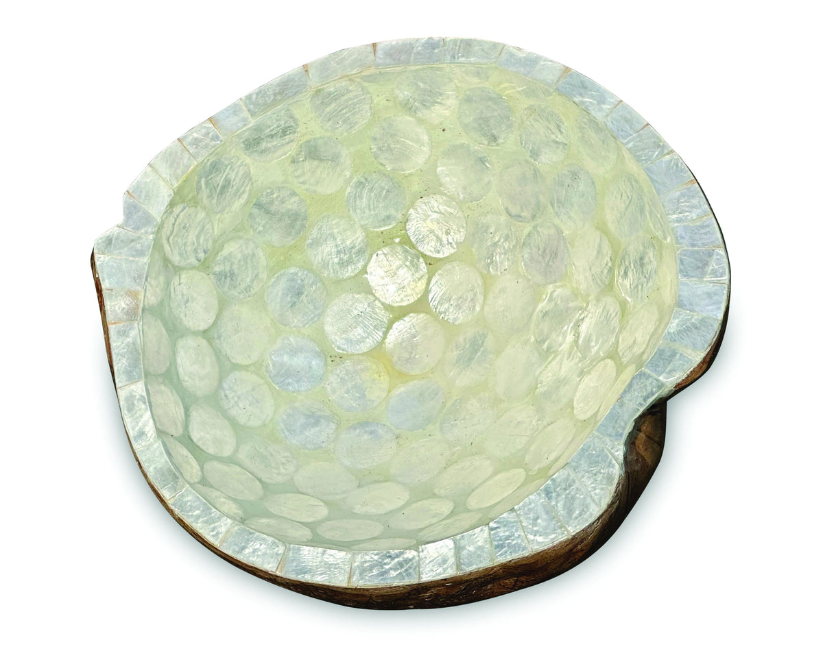 Pearl Inlay Coconut Shell Bowl White