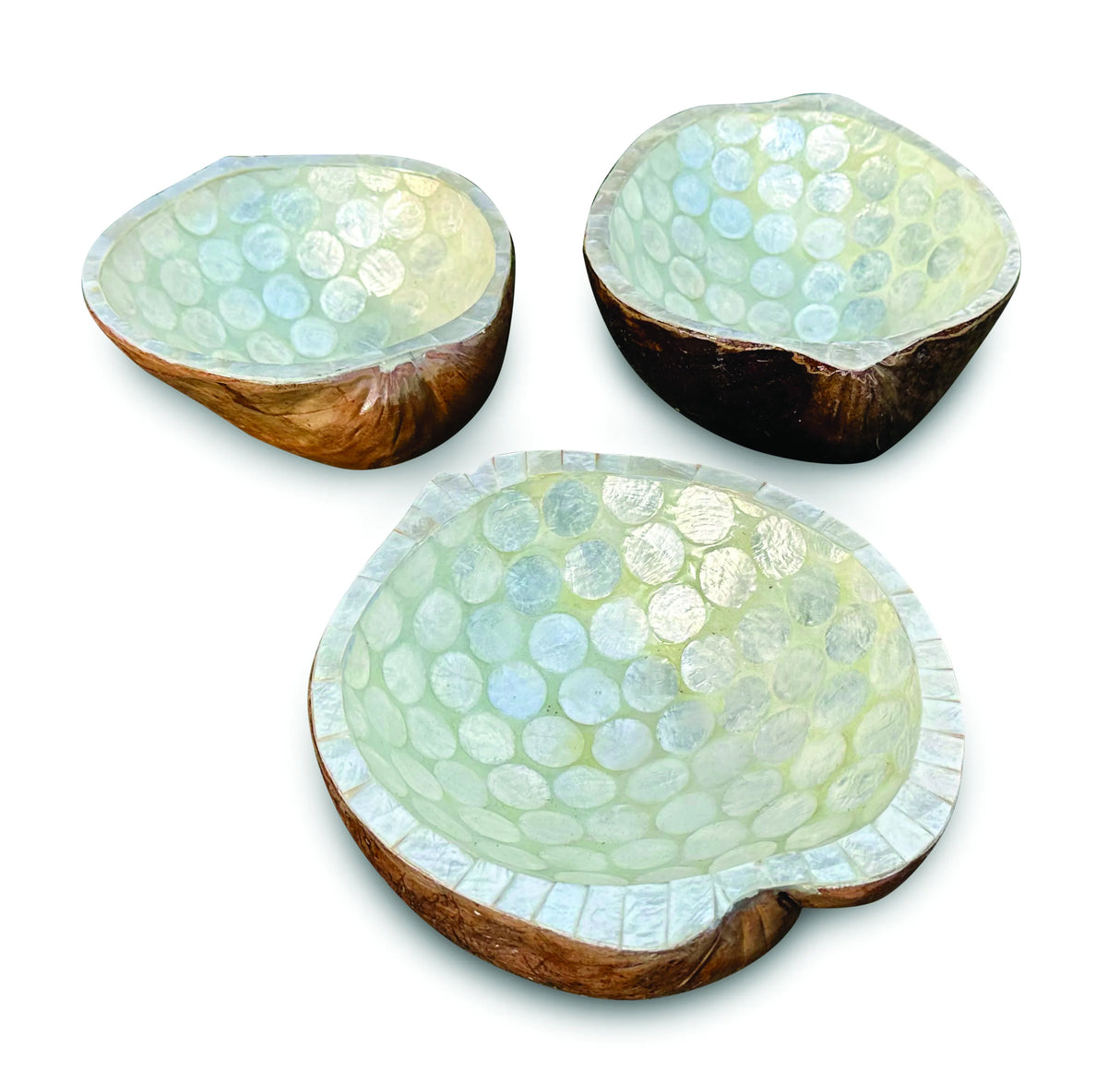 Pearl Inlay Coconut Shell Bowl White