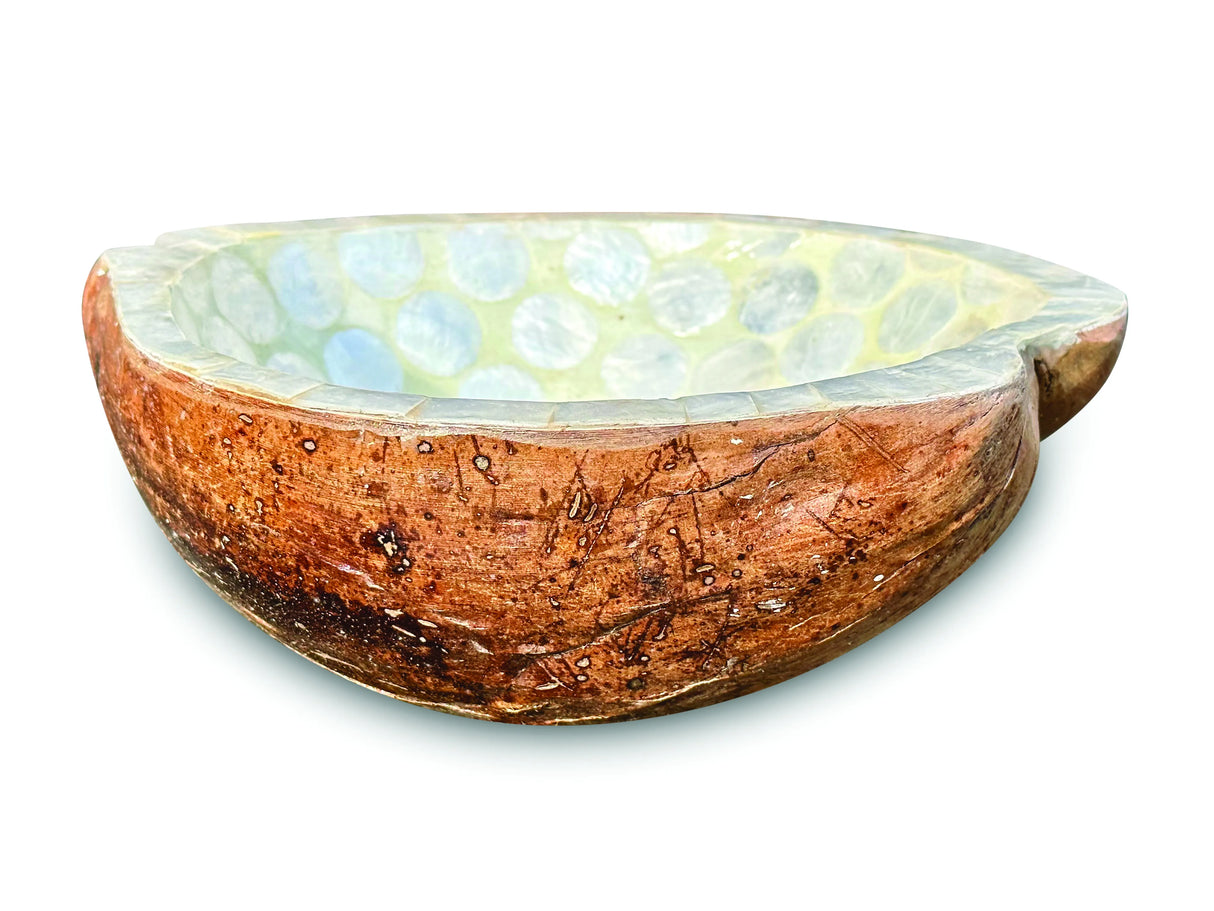 Pearl Inlay Coconut Shell Bowl White