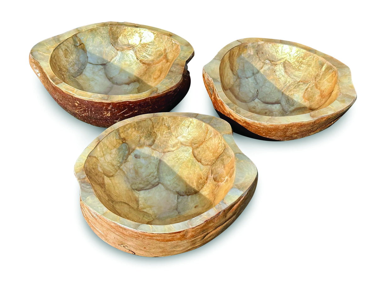 Pearl Inlay Coconut Shell Bowl Gold
