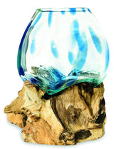 Root With Blue Mottled Glass Bowl Medium