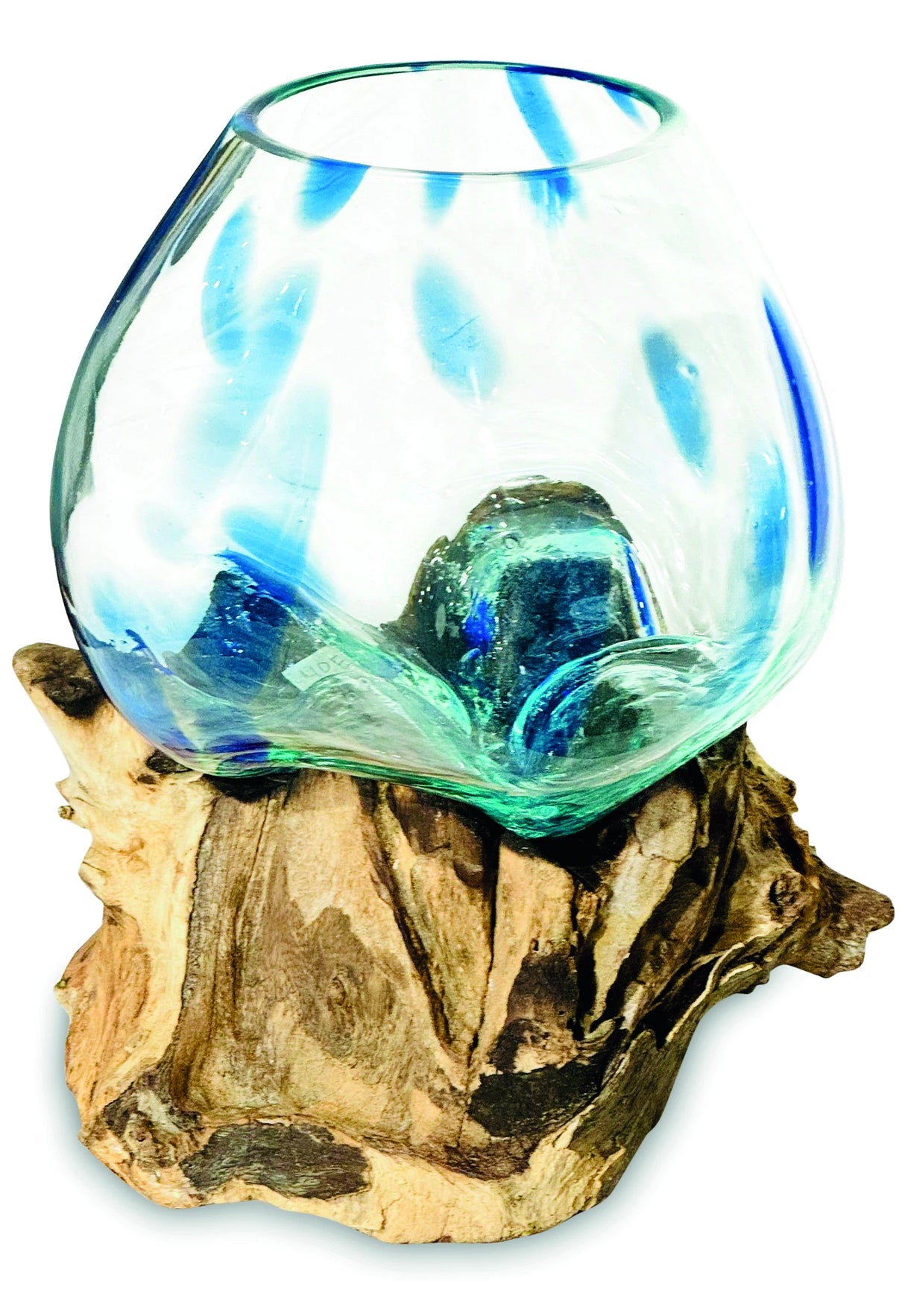 Root With Blue Mottled Glass Bowl Medium