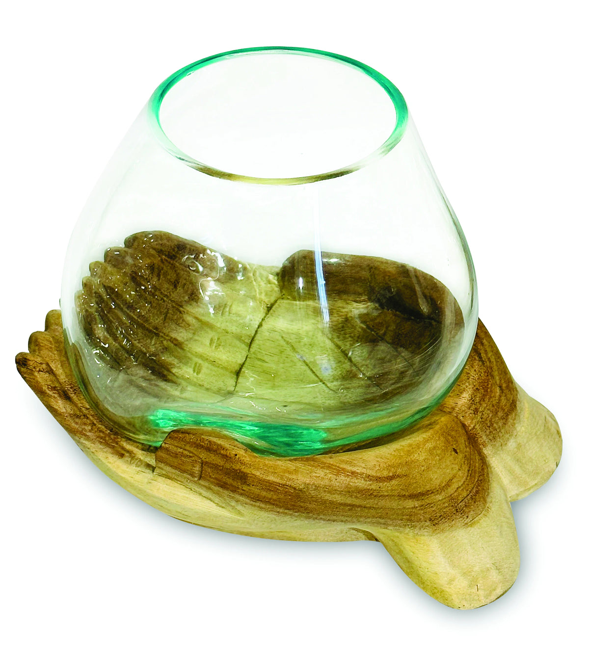 Double Hand Of Hope With Molten Glass Bowl