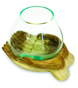 Double Hand Of Hope With Molten Glass Bowl