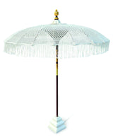 Bali Sun Parasol White Macrame 2m (With Screw Pole Fitting)