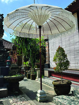 Bali Sun Parasol White Macrame 2m (With Screw Pole Fitting)