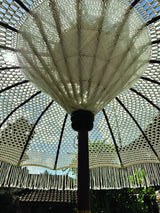 Bali Sun Parasol White Macrame 2m (With Screw Pole Fitting)